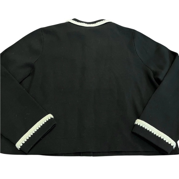 Sézane Betty Cardigan Black Ecru Crochet Trim Parisian Chic XXL Sz 12 NWOT - Picture 4 of 6